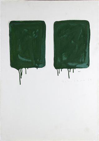 MARIO SCHIFANO Homs 1934 - Roma 1998 Monocromo verde, 1962 Smalto su tela cm...