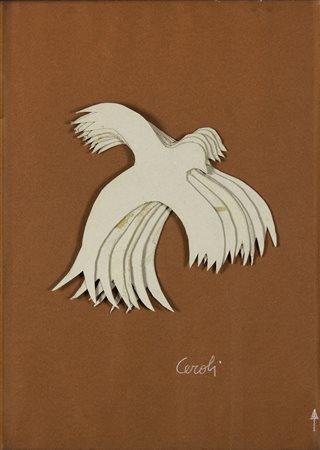 MARIO CEROLI Castel Frentano 1938 Rondini Collage cm 39 x 29 (il foglio)...