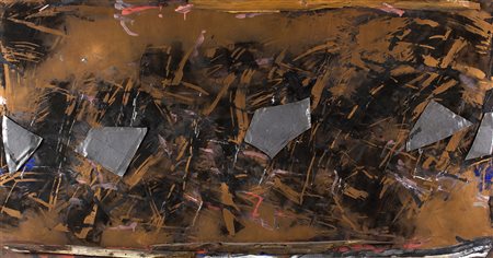 MARCO GASTINI Torino 1938 Astratto Tecnica mista con piombo e legno su rame...