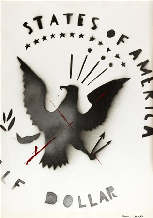 FRANCO ANGELI Roma 1955 - 1988 Half Dollar, 1972 Vernice a spruzzo su...