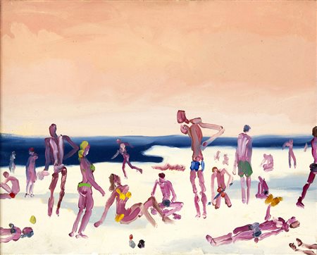 ALESSANDRO BAZAN Palermo 1966 La spiaggia di neve, 2008 Olio su tela cm 50 x...