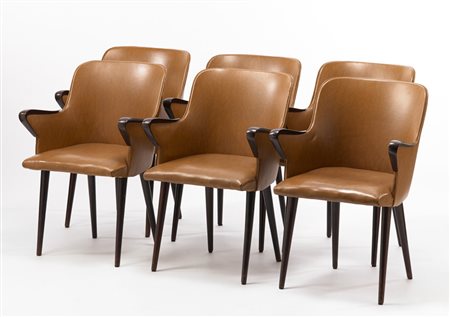 Osvaldo Borsani (1911 - 1985) - Sei poltroncine "P38", produzione Tecno,...