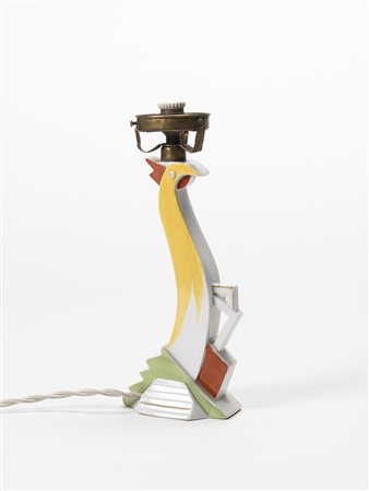 Manifattura tedesca. scultura di gusto Bauhaus in ceramica policroma...