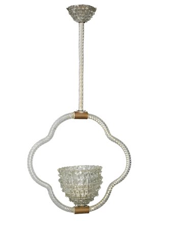 Barovier & Toso - Lampada a sospensione a una luce con asta a torciglione,...