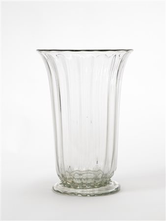 Manifattura di Murano Grande vaso costolato in vetro incolore di forte...