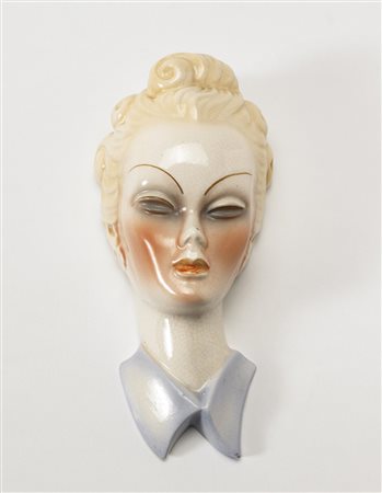 Manifattura Lenci - Testa di donna, ceramica modellata a colaggio, smaltata...