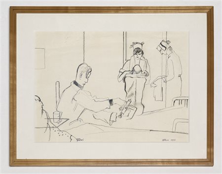 Fulvio Bianconi (1915 - 1996) - "Infermeria 1976" tecnica mista su carta...