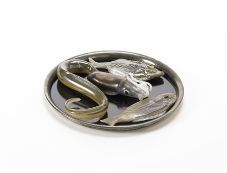 Manifattura di Murano - Quattro figure di pesci in vetro sommerso policromo...