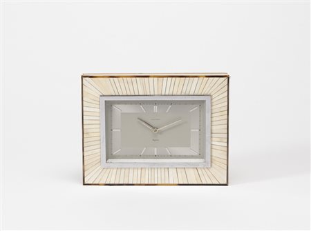 Orologio da tavolo déco in metallo e osso