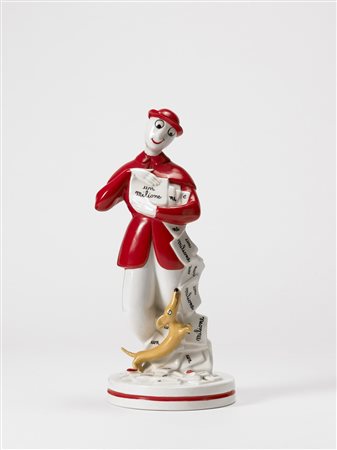 Luigi Fabris (1883 - 1952) - Ceramica smaltata raffigurante il Signor...