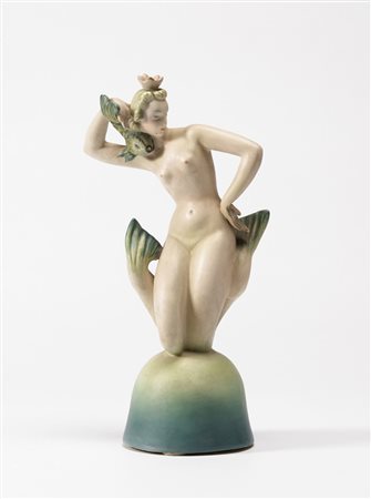 Le Bertetti (attribuito) "Sirena" - Scultura in ceramica dipinta a mano e...