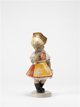 Cia Mamma - "Ungheresina", scultura in ceramica policroma. Firmata sotto la...