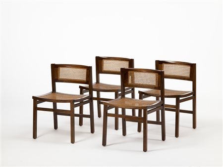 Carlo De Carli (1910 - 1999) - Lotto di quattro sedie in legno di palissandro...