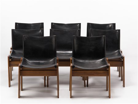 Afra e Tobia Scarpa - Gruppo di otto sedie "Monk", Molteni 1974. Struttura in...