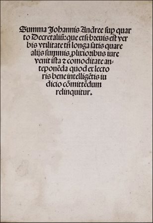 VERY SCARCE POST-INCUNABULUM OF ANDREA'S «SUMMA BREVIS» ON MEDIEVAL MARRIAGE...