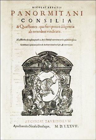 SCARCE EDITION OF TEDESCHI'S COUNSELS: FOUNDATION OF MEDIEVAL CANON LAW«THE...