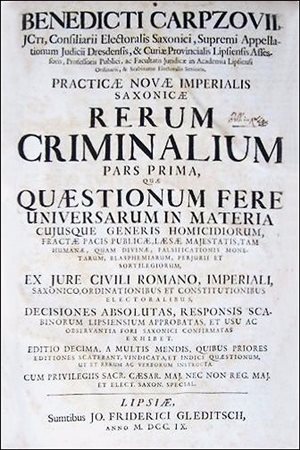 THE CRIMINAL LAW IN GERMANYCarpzovius, Benedictus. Practicae novae imperialis...