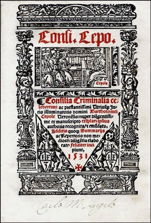 AN IMPORTANT COLLECTION OF CRIMINAL LAW COUNSELSCIPOLLA, BARTOLOMEO. Consi....