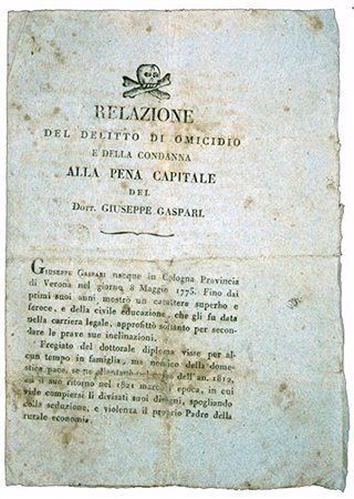 VERY SCARCE ITALIAN «BLOODY MURDER» CONTAINING THE DEATH SENTENCE OF A LAWYER...