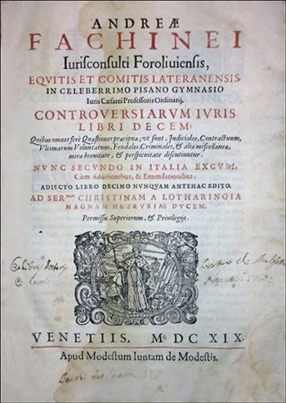 ENLARGED EDITION OF FACHINEI'S COLLECTION OF CONTROVERSIES AND...