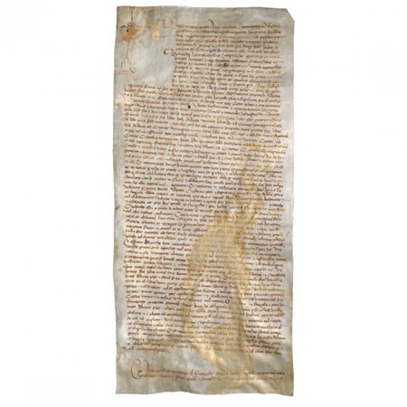 A MEDIEVAL FRAUDMEDIEVAL NOTARY MANUSCRIPT. Ferrara, 25 February 1454.Single...