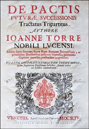 A TREATISE OF INHERITANCE LAWTorre, Joannes. De pactis futurae successionis...