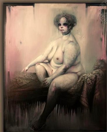 Davide De Agostini "Prima della dieta" olio su tela cm 120x100