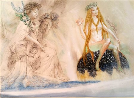 Silvano Gilardi (Abacuc) "La Dea" tecnica mista su cartoncino cm 35x50