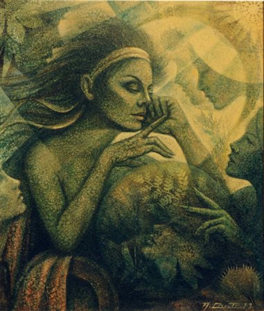 A. Conti "Figura femminile" olio su tela cm 60x50