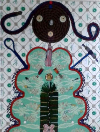 Enrico Baj "Generalessa" serigrafia polimaterica su tela cm 142x113. N° 4/150