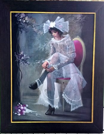 Davide De Agostini "Cresimanda" olio su tela cm 80x60