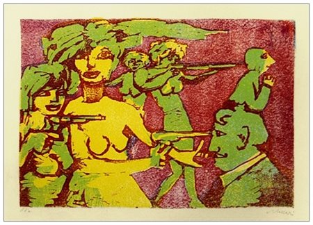 MINO MACCARI Siena 1898 – Roma 1989 Senza titolo 1963 - 1970 Linoleumgrafia e...