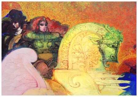 RAFFAELE DE ROSA Podenzana 1940 Cavaliere 2010 T.m. su tavola 70 x 100. Firma...