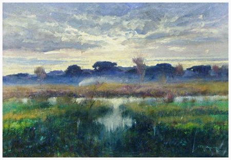 PIERO TONFONI Livorno 1944 – Livorno 2015 Tramonto in Coltano 2004 Olio su...