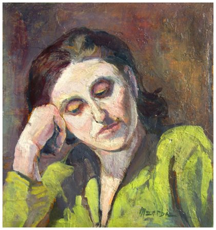 SANTI MACCHIA Pisa 1884 – Pisa 1964 Eponina Olio su tavola 35 x 29,5. Firma...