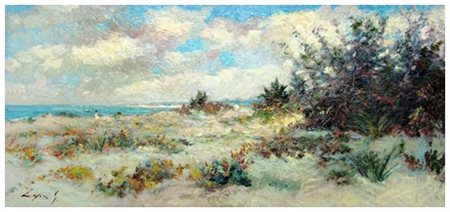 GIO BATTA LEPORI Livorno 1911 – Livorno 2002 Sabbie solitarie Olio su faesite...