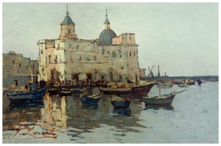 GIOVANNI LOMI Ardenza 1889 – Ardenza 1969 Porticciolo di Pozzuoli 1935 ca....