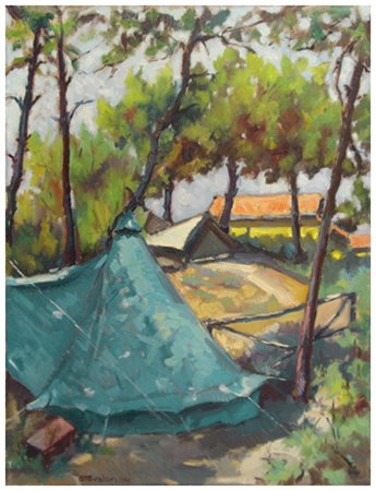 OTTORINO VALORI Livorno 1909 – Livorno ? Campeggio a Tirrenia – Tenda azzurra...