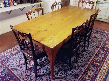 Tavolo in legno tenero un cassetto nella fascia h cm 75,5x177,5x86