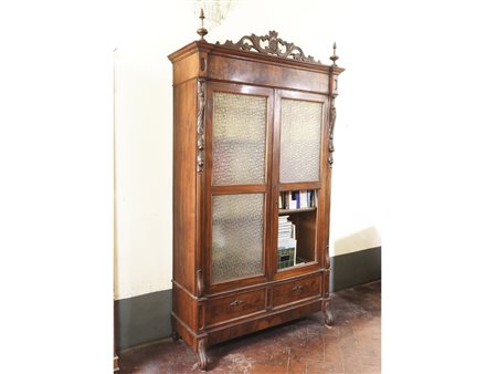 Libreria impiallacciata in noce e radica di noce seconda metà del XIX secolo...