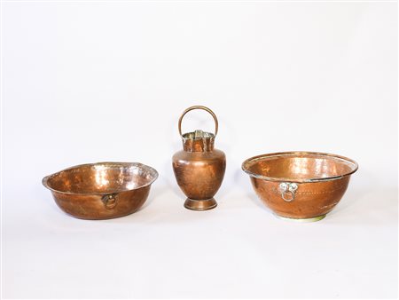 Lotto due bacili ed una mezzina in rame (3)