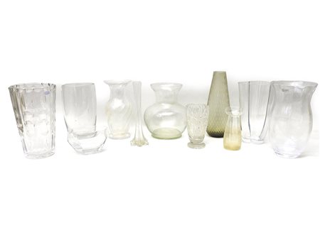 Grande lotto di vasi da fiori in vetro e cristallo