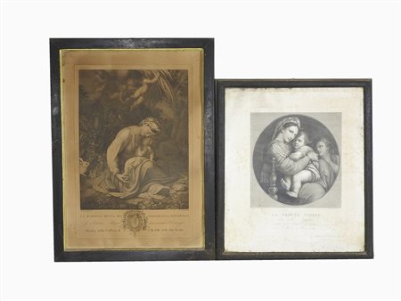 Due incisioni Carlo Porporati (1741-1816) Madonna del Coniglio e G. B. Cocchi...