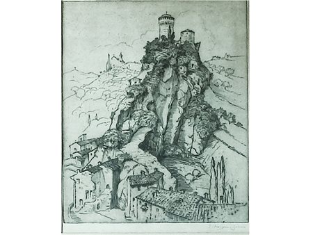 Emilio Mazzoni Zarini (1869-1949) Paesaggio toscano acquaforte, firmata, in...