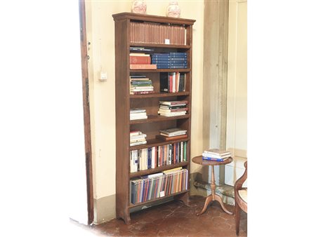 Libreria in legno tenero sette scaffali a giorno, piedi a mensola h cm 191x84x23