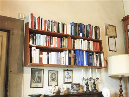 Libreria pensile in satinwood due scaffali a giorno h cm 79x174x29