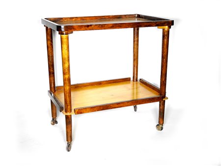 Carrello portavivande in satinwood e legno biondo Anni Cinquanta difetti h cm...