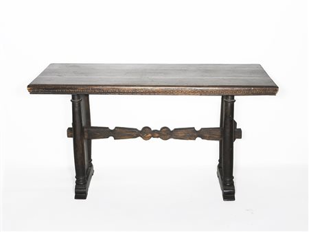 Tavolo a fratina in legno tenero inizio del XX secolo sostegni con colonne...