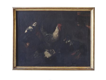 Giovanni Agostino Cassana attribuito (1658-1720) Animali da cortile coppia di...