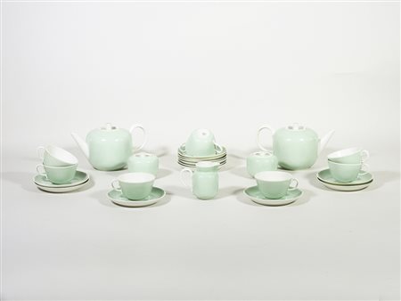 Servito da te in porcellana color verde acqua Giò Ponti per Ginori, Anni...